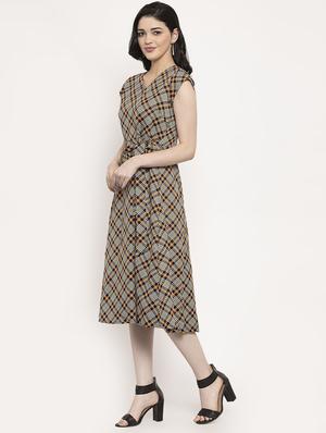 tie front checkered dress - 17163171 - Standard Image - 2