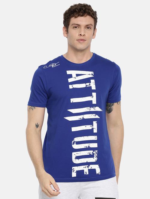 blue typographic front print t-shirt - 17163463 - Very Small Image - 1