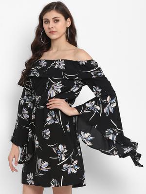 off shoulder floral a-line dress - 17163898 - Standard Image - 2