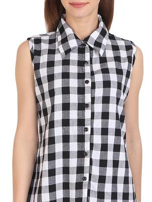 sleeveless checkered shirt - 17164195 - Standard Image - 5