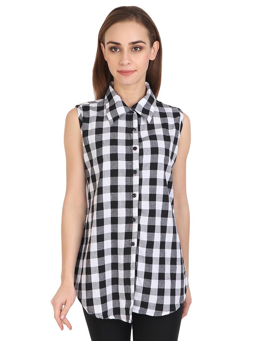 sleeveless checkered shirt - 17164195 - Zoom Image - 1