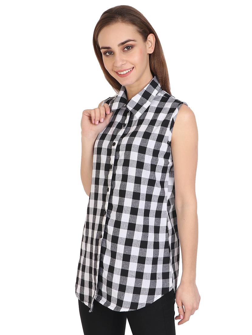 sleeveless checkered shirt - 17164195 - Zoom Image - 2