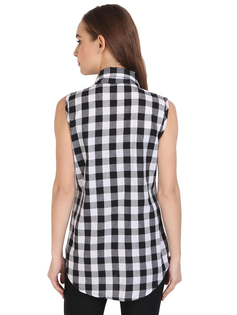 sleeveless checkered shirt - 17164195 - Zoom Image - 3