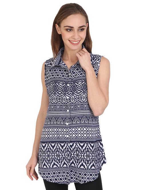 sleeveless printed shirt - 17164196 - Standard Image - 1
