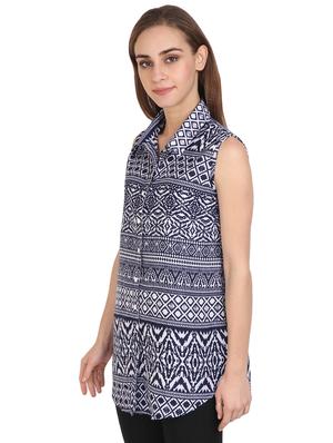sleeveless printed shirt - 17164196 - Standard Image - 2