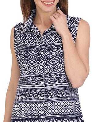 sleeveless printed shirt - 17164196 - Standard Image - 5