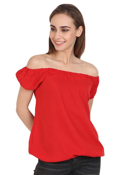 off shoulder solid top - 17164241 - Standard Image - 1