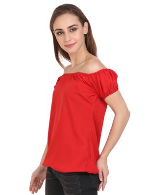 off shoulder solid top - 17164241 - Standard Image - 2