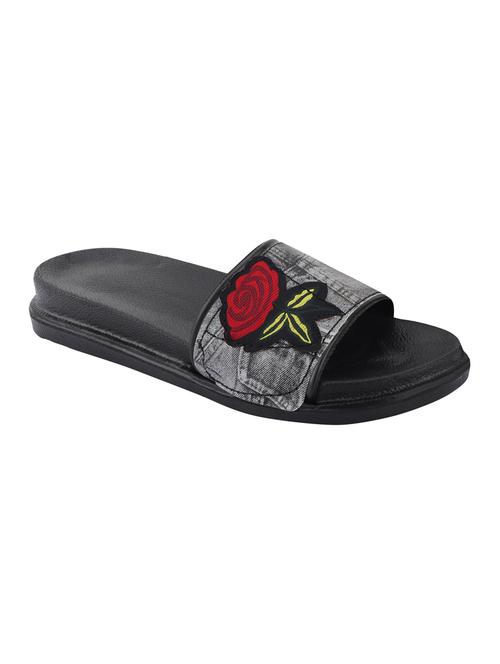 black slip on slides - 17164286 - Standard Image - 1
