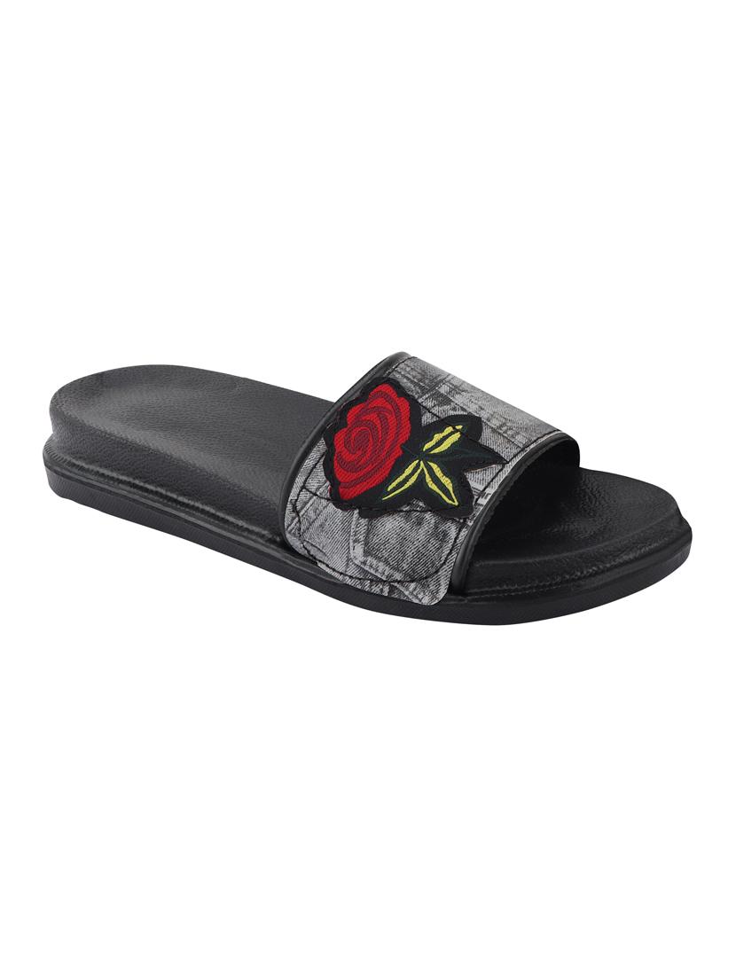 black slip on slides - 17164286 - Zoom Image - 1