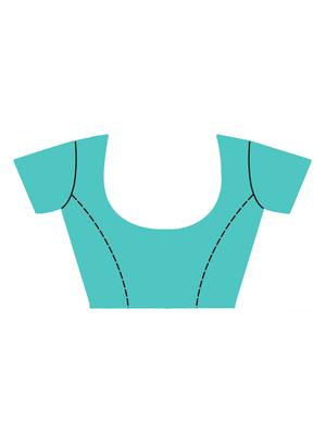 turquoise net embroidered saree with blouse - 17164323 - Standard Image - 2