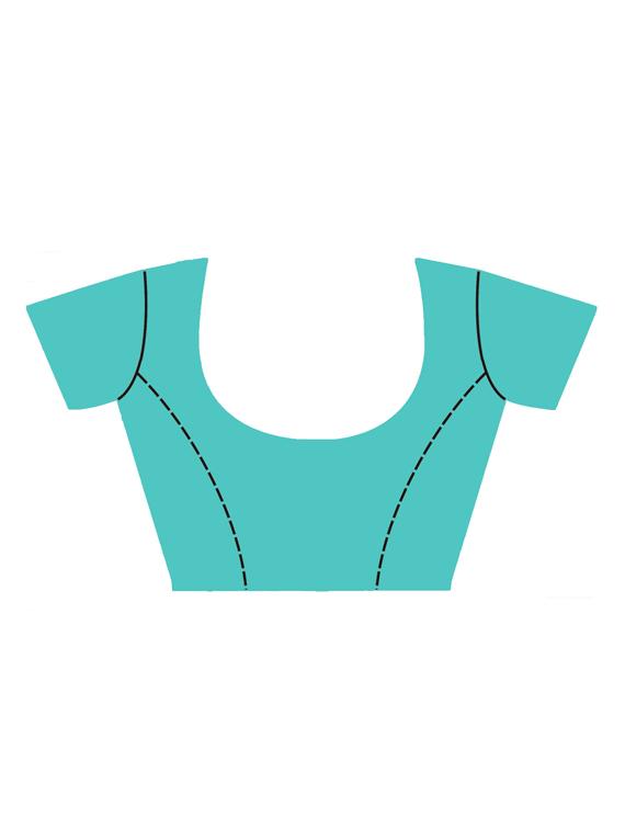 turquoise net embroidered saree with blouse - 17164323 - Zoom Image - 2