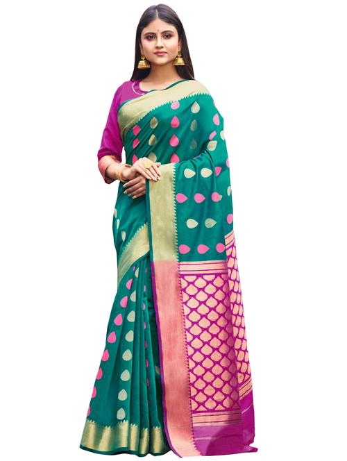 self design handloom saree with blouse - 17164332 - Standard Image - 1