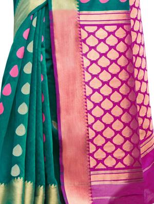 self design handloom saree with blouse - 17164332 - Standard Image - 3