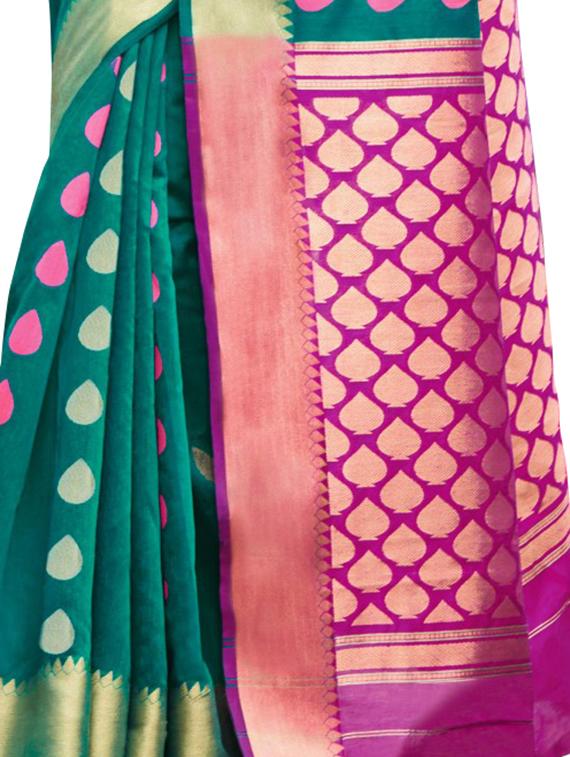 self design handloom saree with blouse - 17164332 - Zoom Image - 3