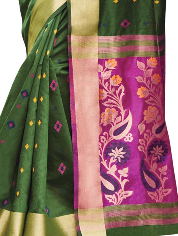 self design handloom saree with blouse - 17164333 - Zoom Image - 3
