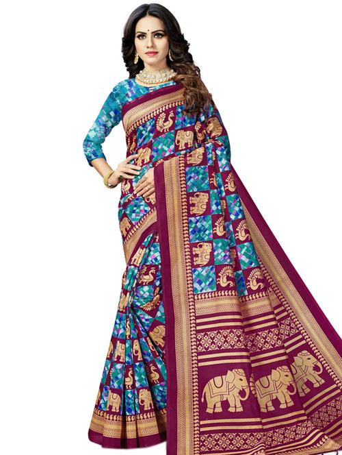 checkered woven saree with blouse - 17164433 - Standard Image - 1