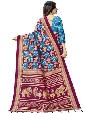 checkered woven saree with blouse - 17164433 - Standard Image - 2