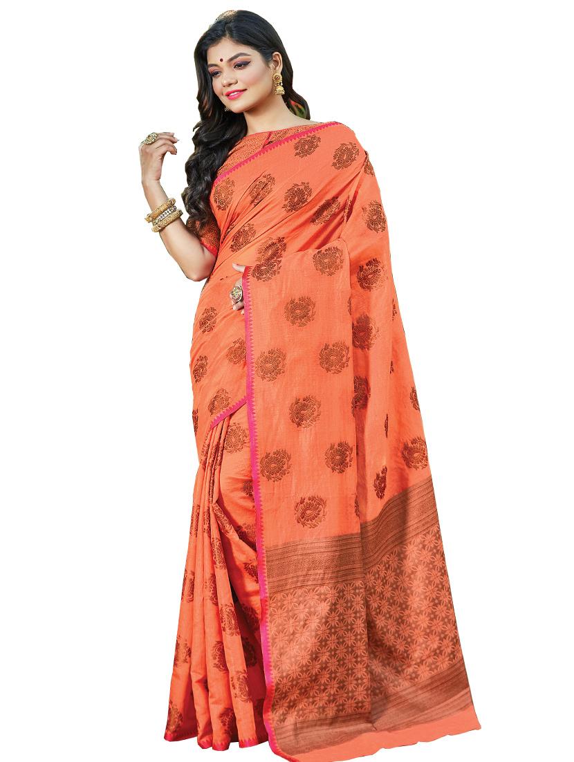 self design handloom saree with blouse - 17164448 - Zoom Image - 1