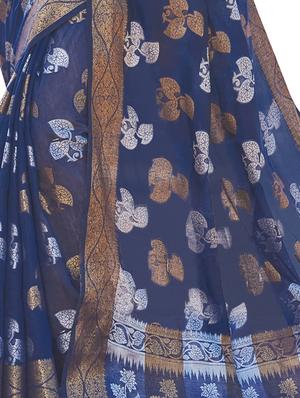 self design handloom saree with blouse - 17164489 - Standard Image - 3