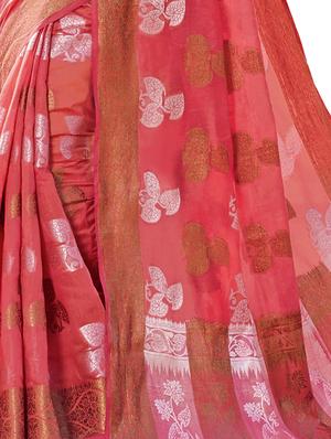 self design handloom saree with blouse - 17164490 - Standard Image - 3