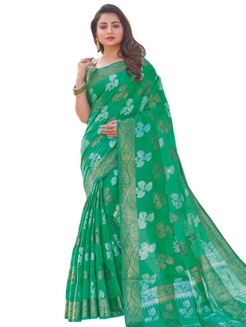 self design handloom saree with blouse - 17164491 - Zoom Image - 1