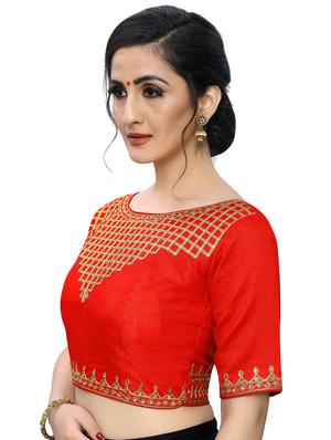 red silk embroidered blouse - 17164655 - Standard Image - 2