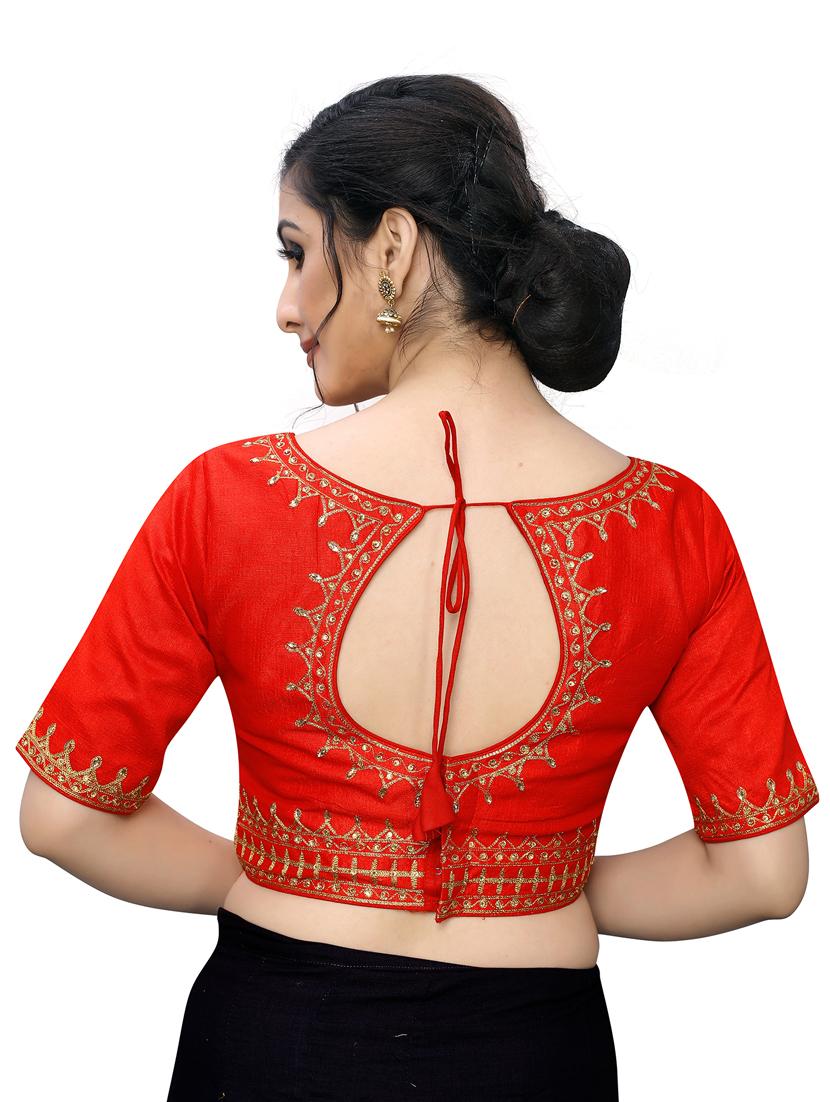 red silk embroidered blouse - 17164655 - Zoom Image - 3