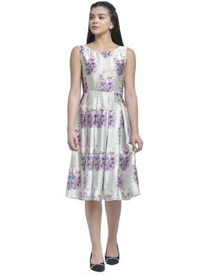 green satin lycra skater dress - 17164717 - Standard Image - 2