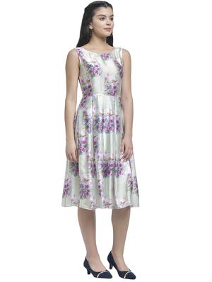 green satin lycra skater dress - 17164717 - Standard Image - 3