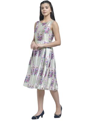 green satin lycra skater dress - 17164717 - Standard Image - 4