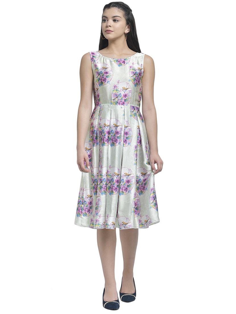 green satin lycra skater dress - 17164717 - Zoom Image - 2