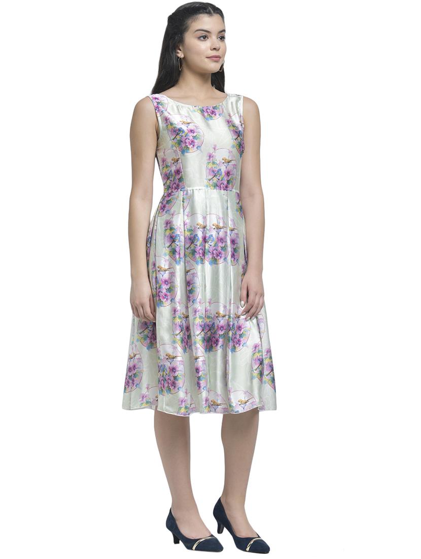 green satin lycra skater dress - 17164717 - Zoom Image - 3