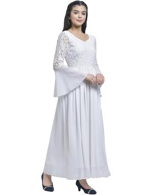 white georgette maxi dress - 17164817 - Standard Image - 2
