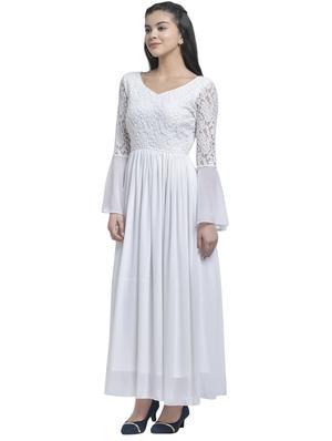 white georgette maxi dress - 17164817 - Standard Image - 3