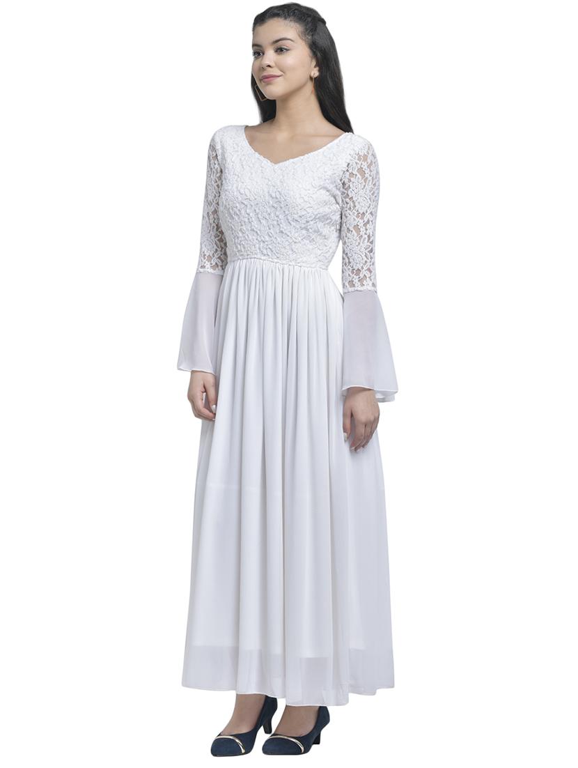 white georgette maxi dress - 17164817 - Zoom Image - 3
