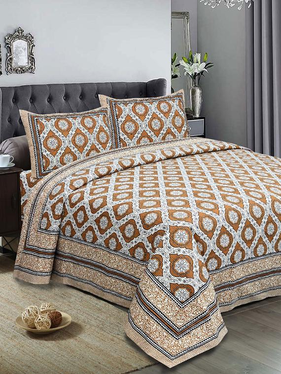cotton double king size bedsheet with 2 pillow covers - 17165028 - Zoom Image - 1