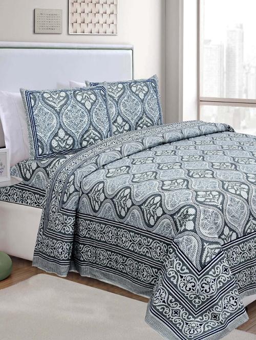 cotton double king size bedsheet with 2 pillow covers - 17165029 - Very Small Image - 1