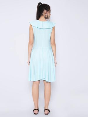 light blue rayon fit & flare dress - 17165406 - Standard Image - 3