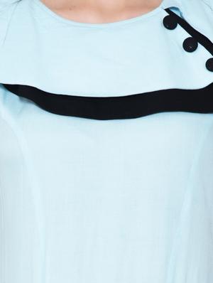 light blue rayon fit & flare dress - 17165406 - Standard Image - 4
