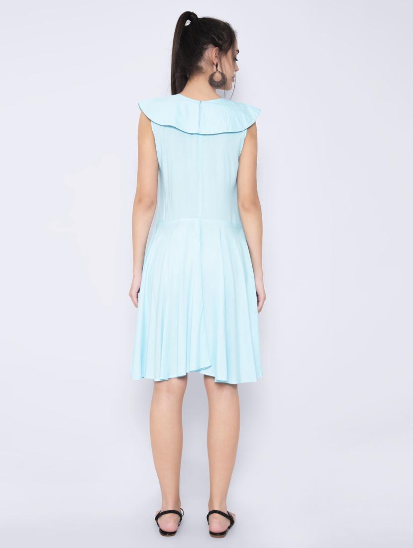 light blue rayon fit & flare dress - 17165406 - Zoom Image - 3