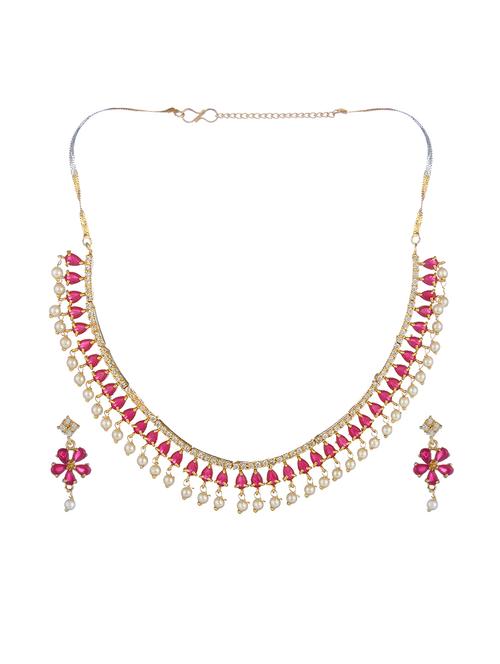 pink metal necklaces and earring - 17165697 - Standard Image - 1