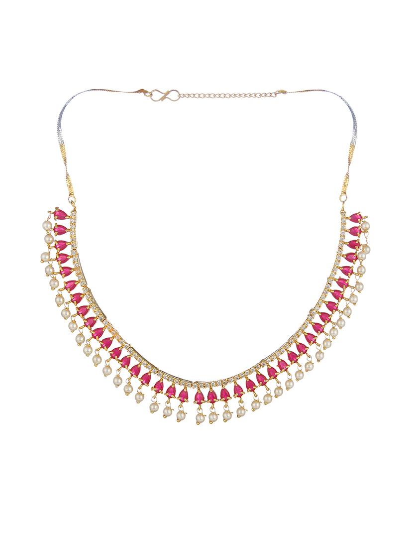 pink metal necklaces and earring - 17165697 - Zoom Image - 2
