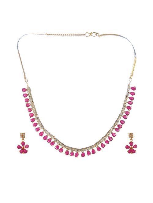 pink metal necklaces and earring - 17165701 - Standard Image - 1