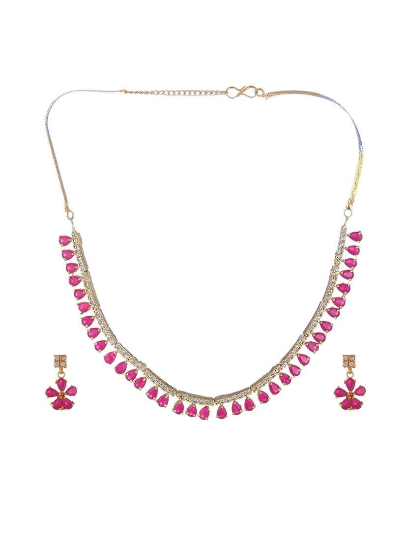 pink metal necklaces and earring - 17165701 - Zoom Image - 1
