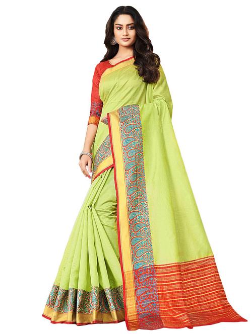 solid woven saree with blouse - 17165849 - Standard Image - 1
