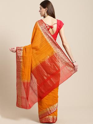 solid woven saree with blouse - 17165854 - Standard Image - 2
