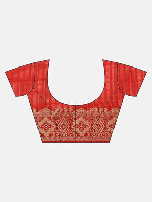 solid woven saree with blouse - 17165854 - Standard Image - 3