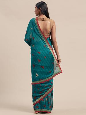 printed woven saree with blouse - 17165868 - Standard Image - 2