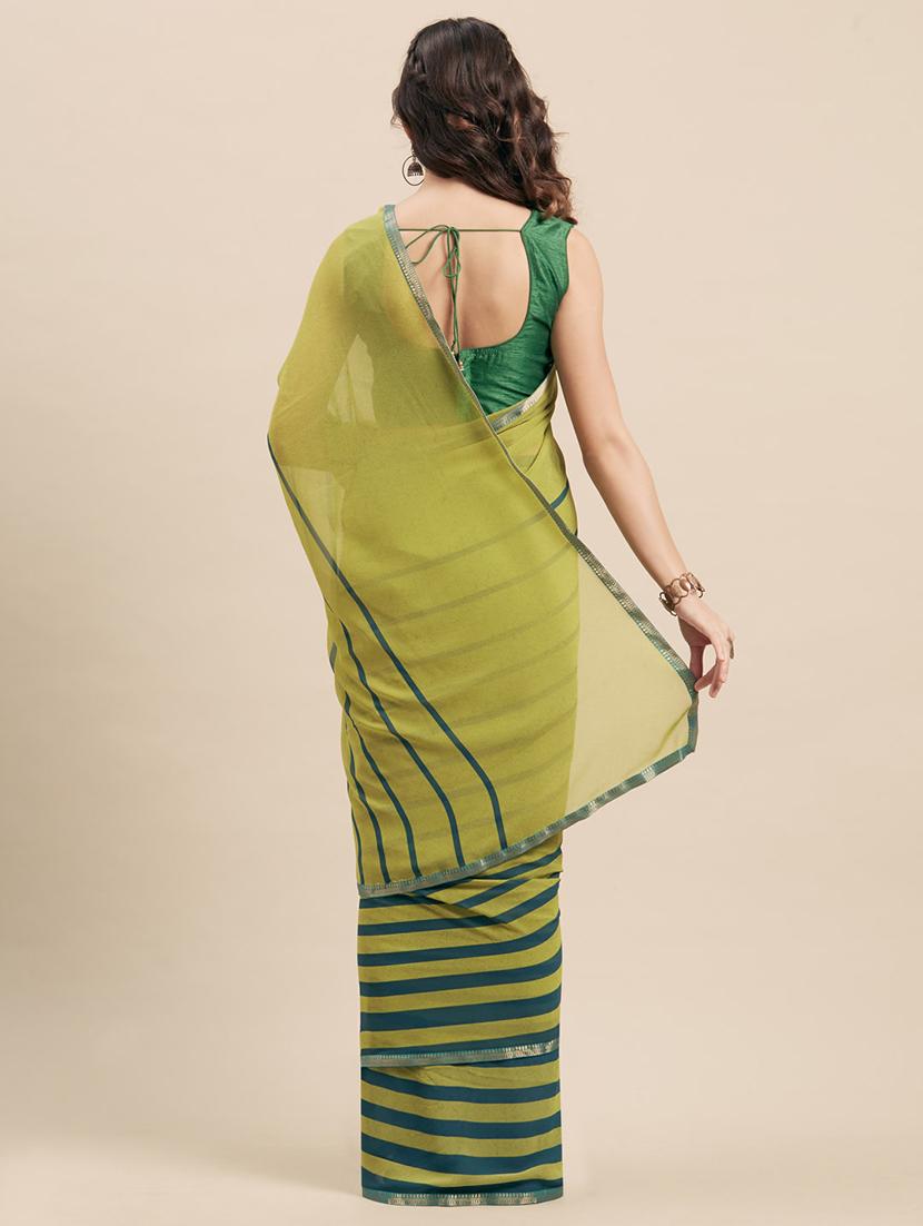 striped printed saree with blouse - 17165879 - Zoom Image - 2